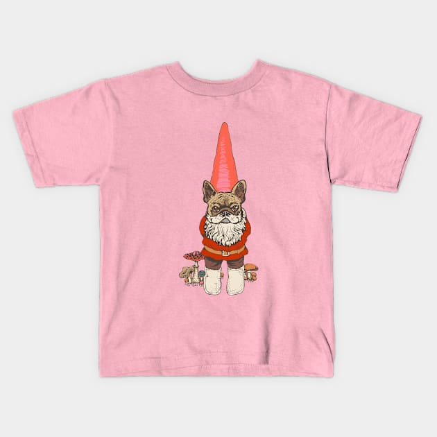 Frenchie Gnomie Kids T-Shirt by huebucket